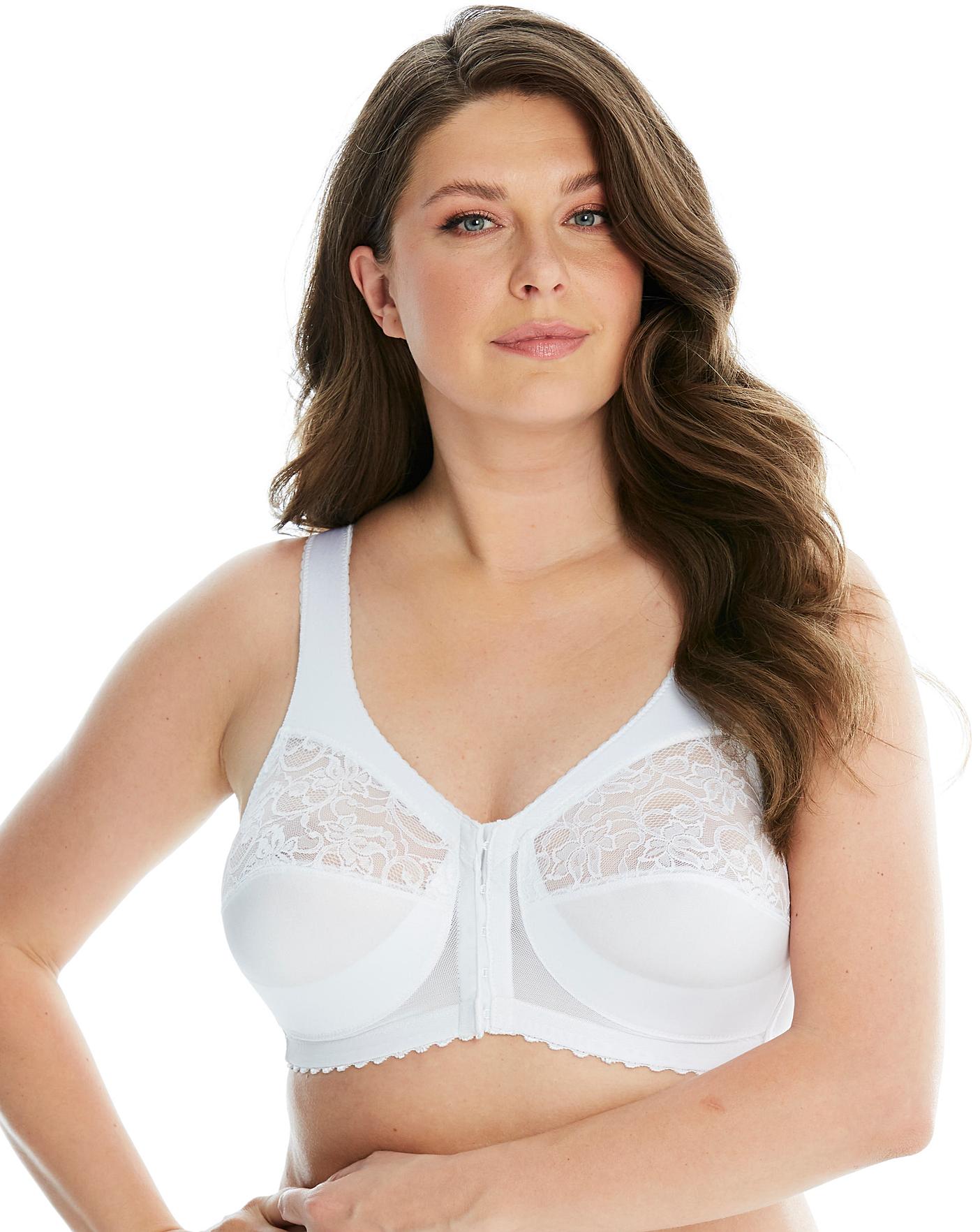 Glamorise Front Fastening White Bra J D Williams