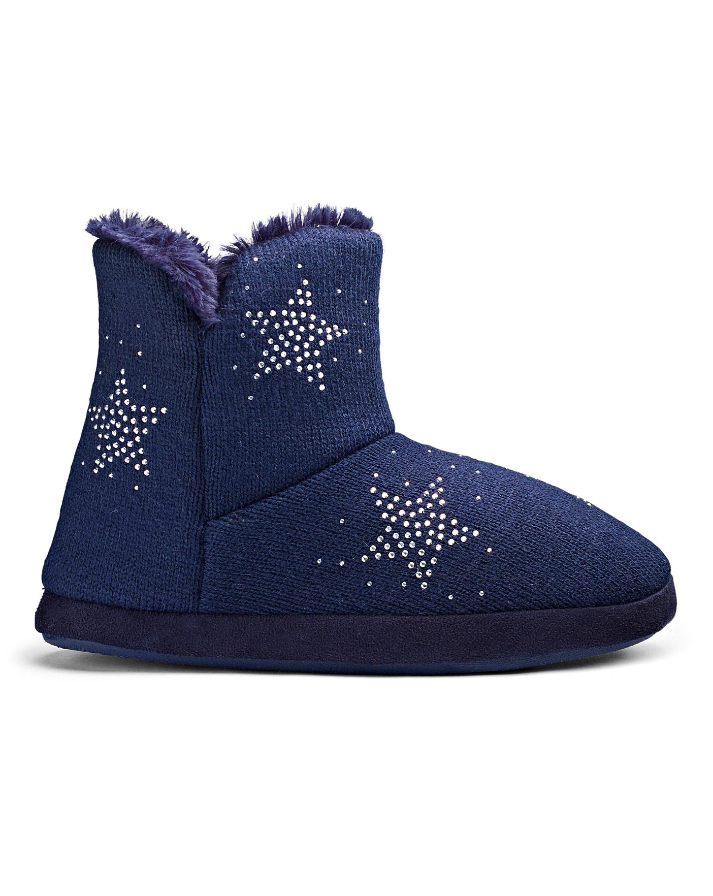 Star Knit Boot Slipper Wide Fit | Simply Be