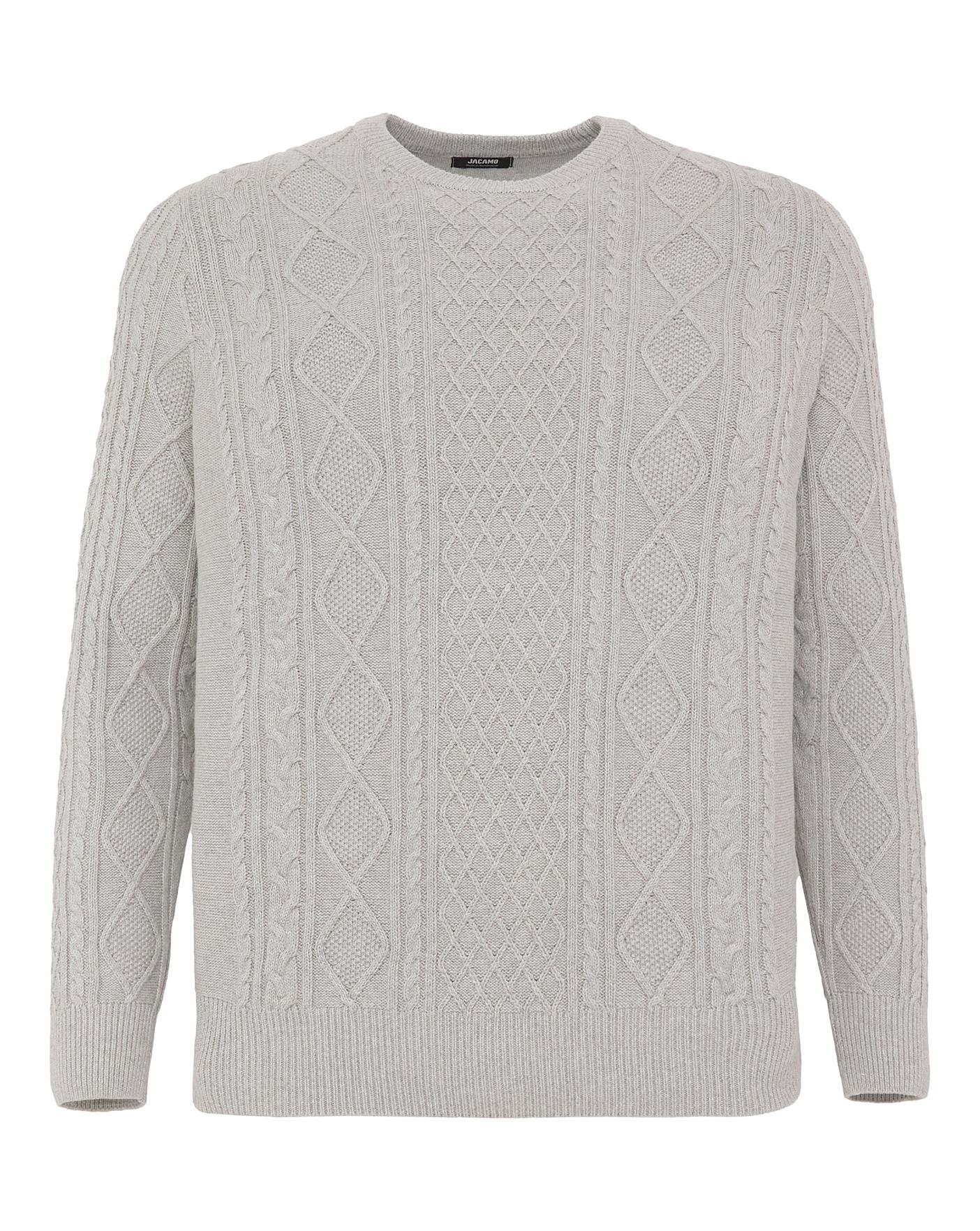 Grey Cable Knit Crew Neck | J D Williams