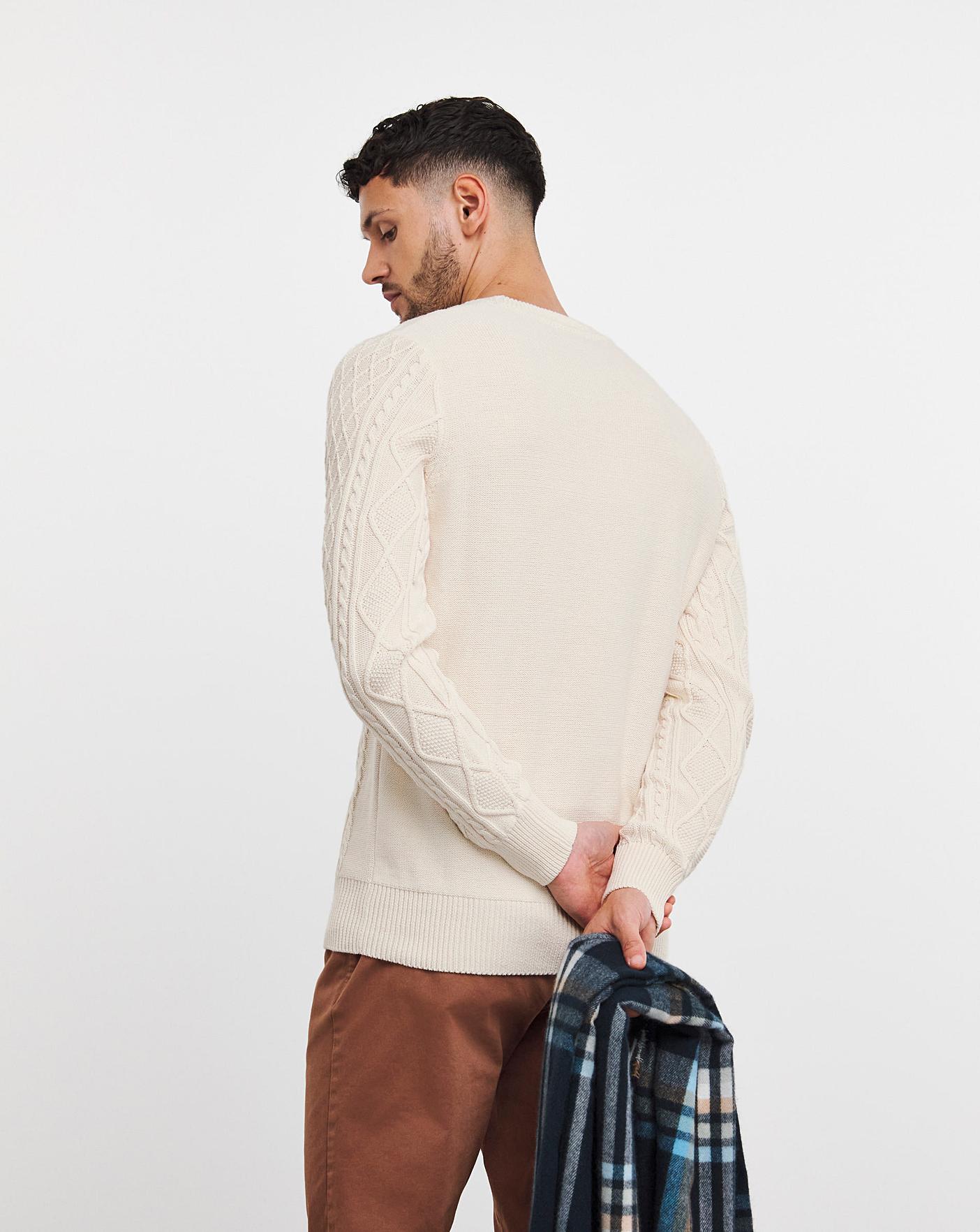Recycled Polyester Ecru Crew-Neck Jumper