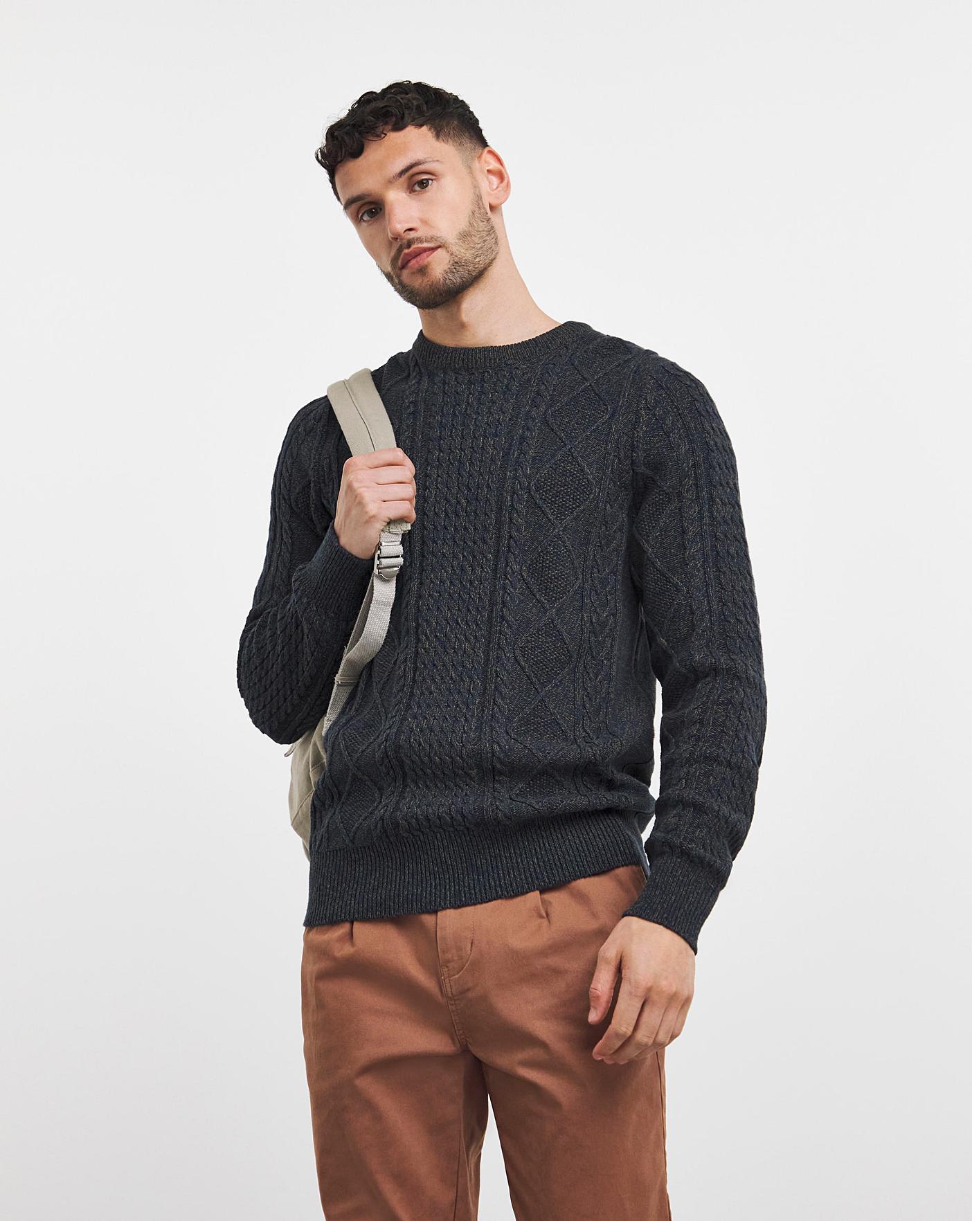 Dark Navy Twisted Cable Knit Jumper Crazy Clearance