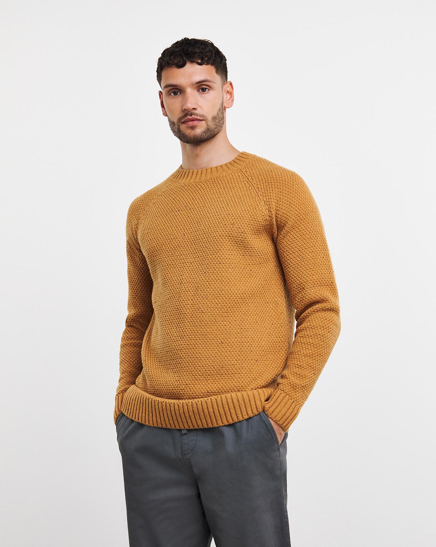 Nep Yarn Knitted Crew Neck Jumper