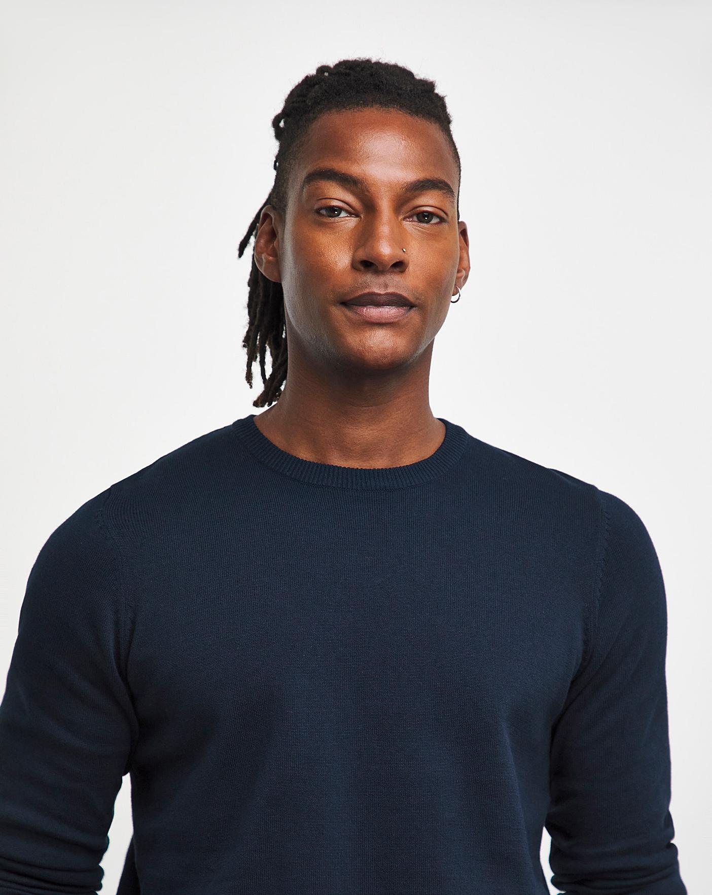 Dark Navy Cotton Crew Neck Jumper | J D Williams