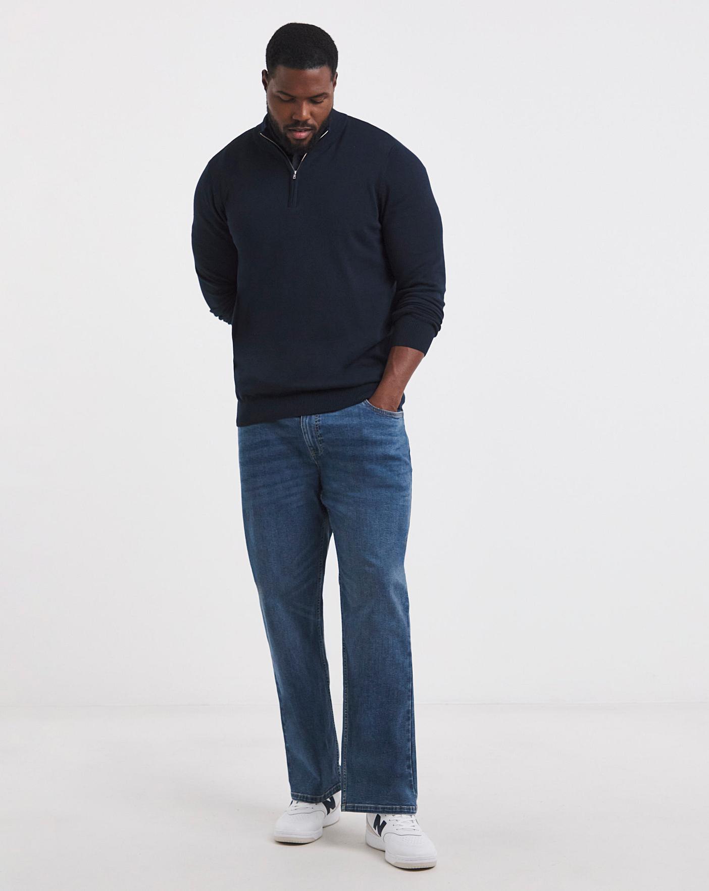 Dark Navy Cotton 1/4 Zip Funnel Knit Top | Oxendales