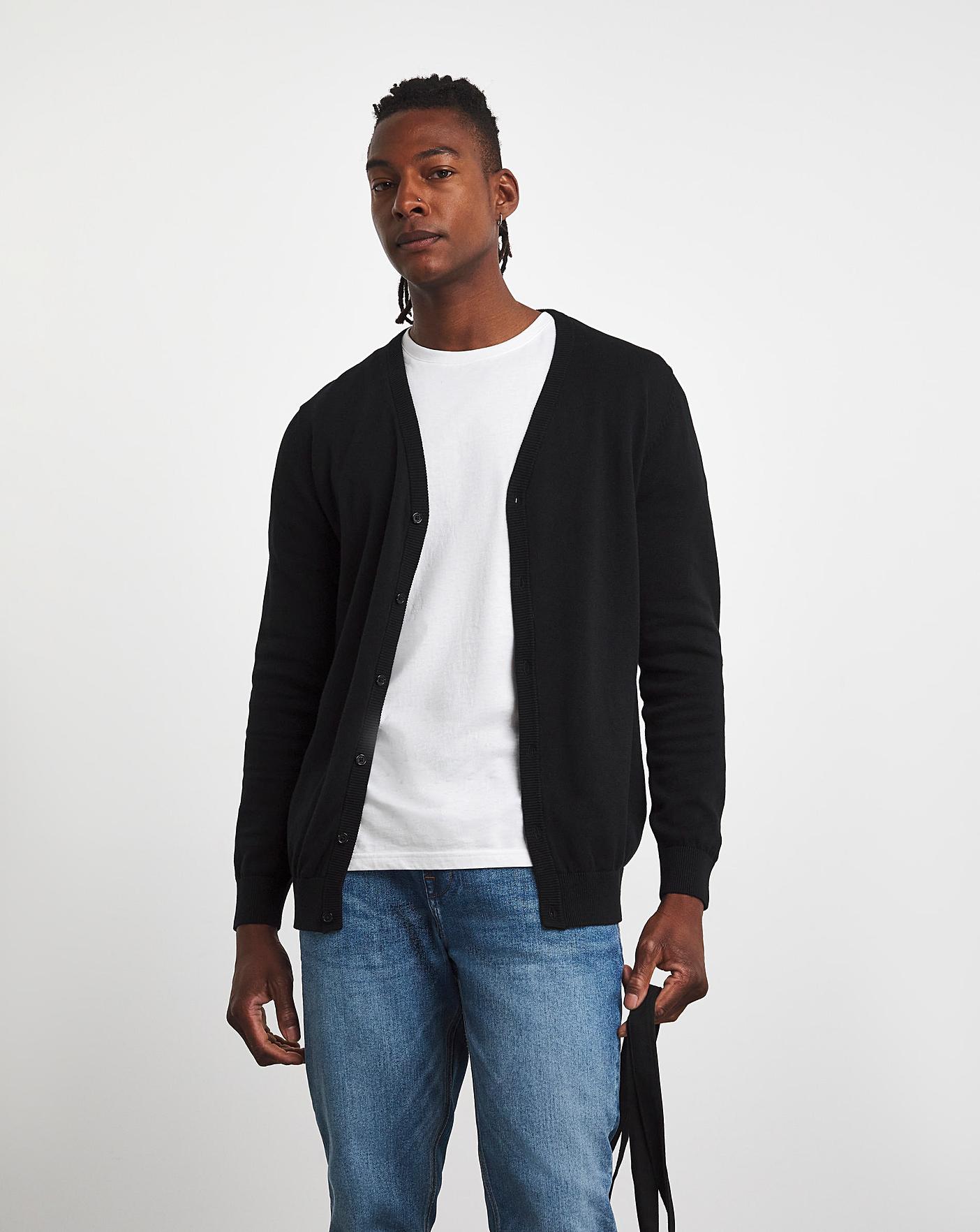 Black Knitted Cotton Cardigan | J D Williams