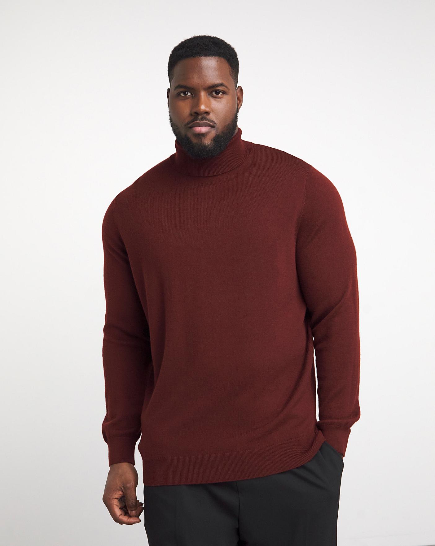 Mens burgundy hotsell roll neck