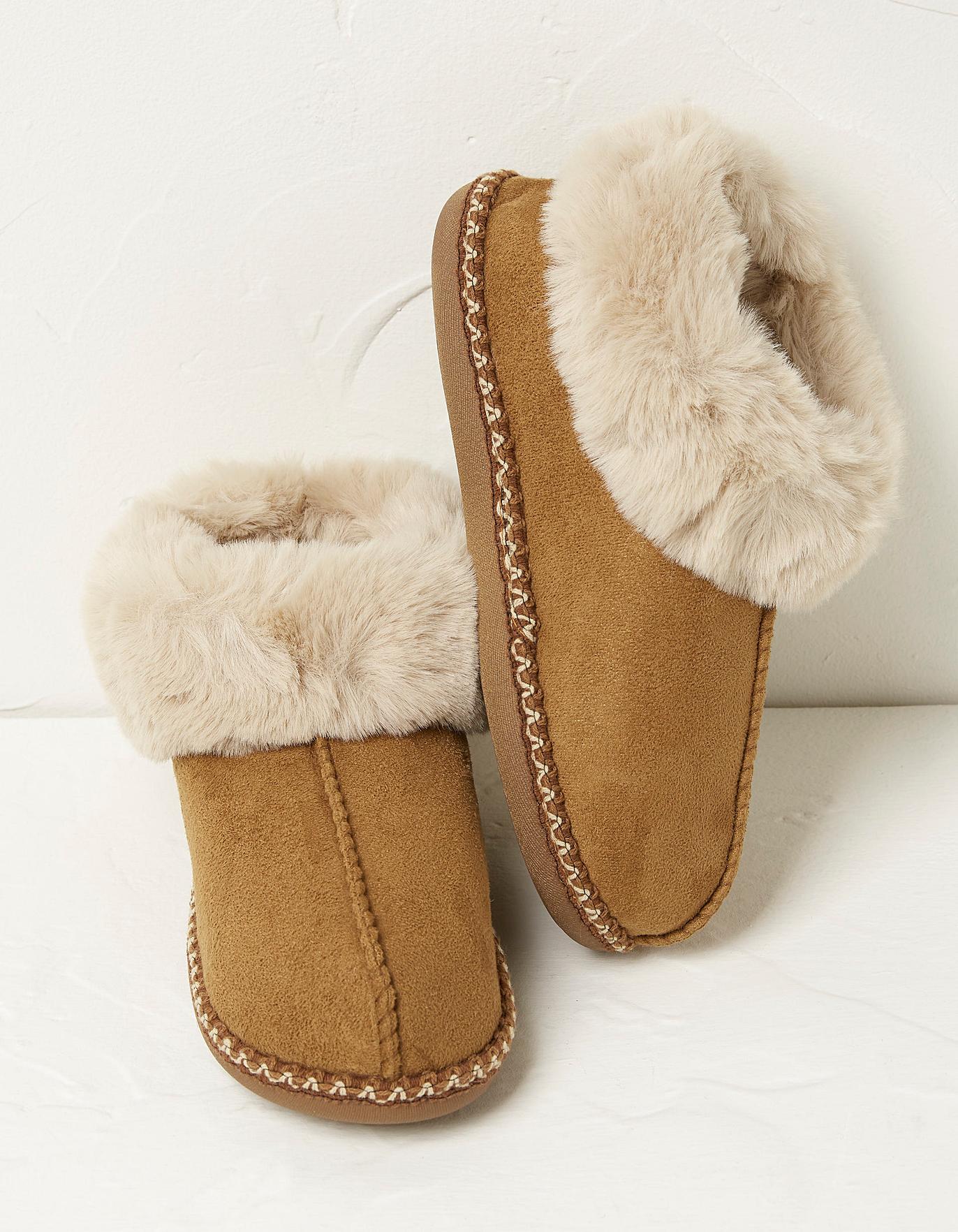 Bootie Slippers with Contrast Stitching