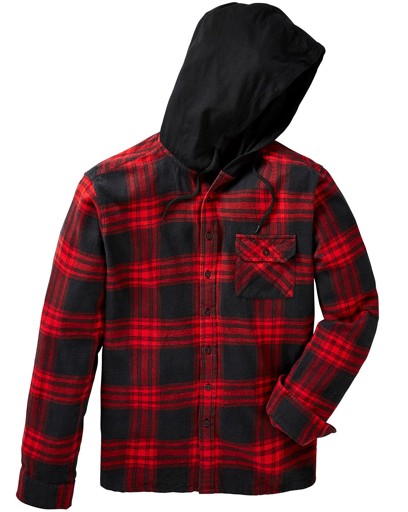 red check shirt with hood