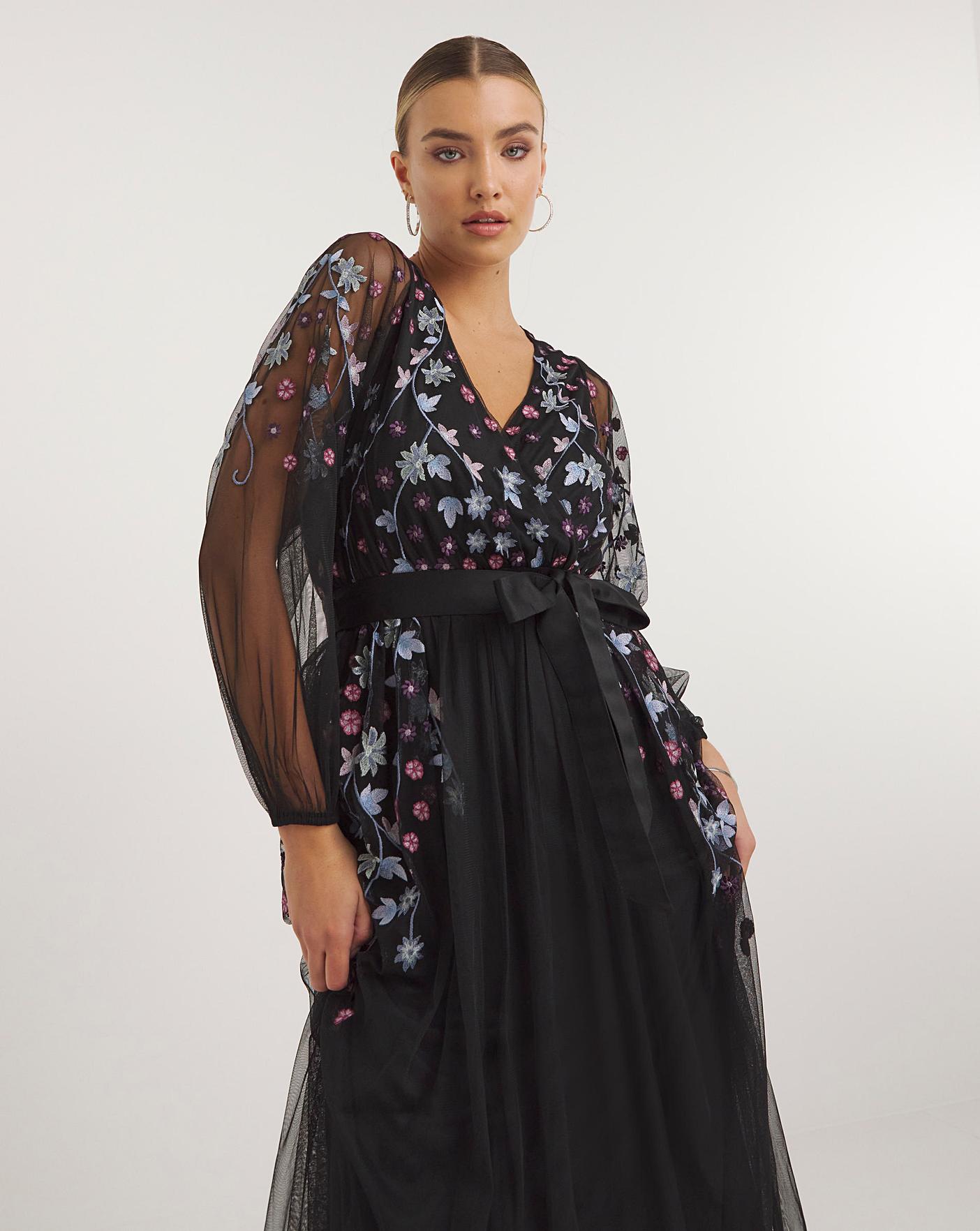 Maya Delux Floral Embroidered Maxi Dress | Fashion World