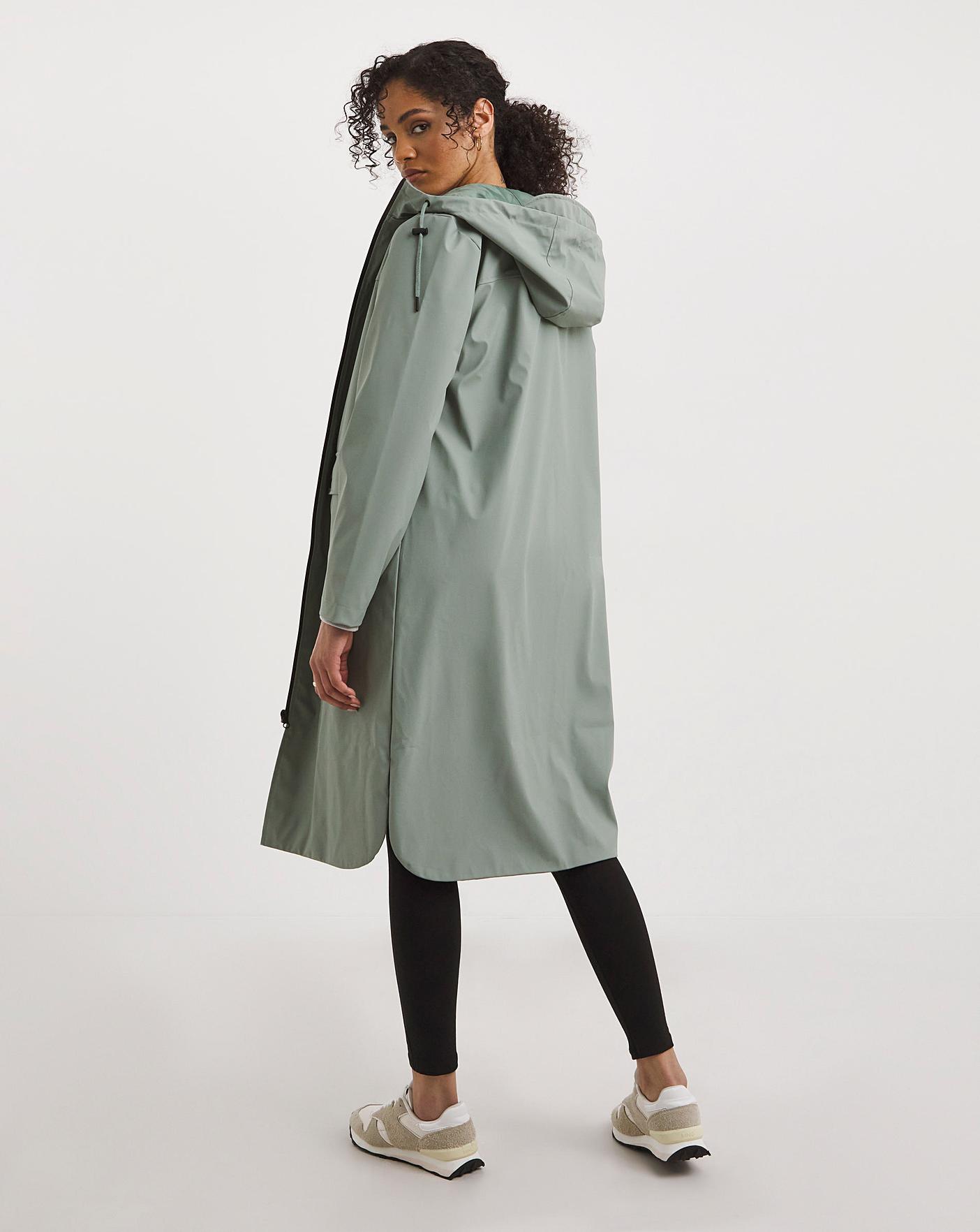 Sage Longline Coated Raincoat | J D Williams