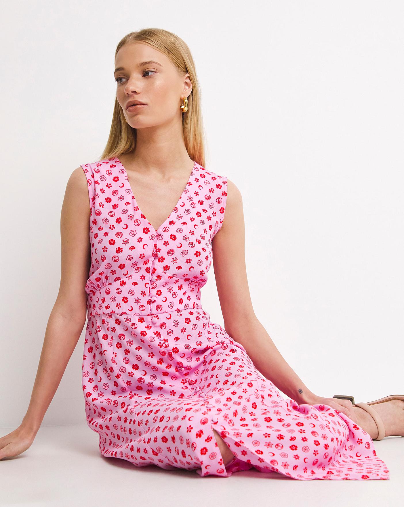 Whistles Moon Horoscope Print Midi Dress Oxendales