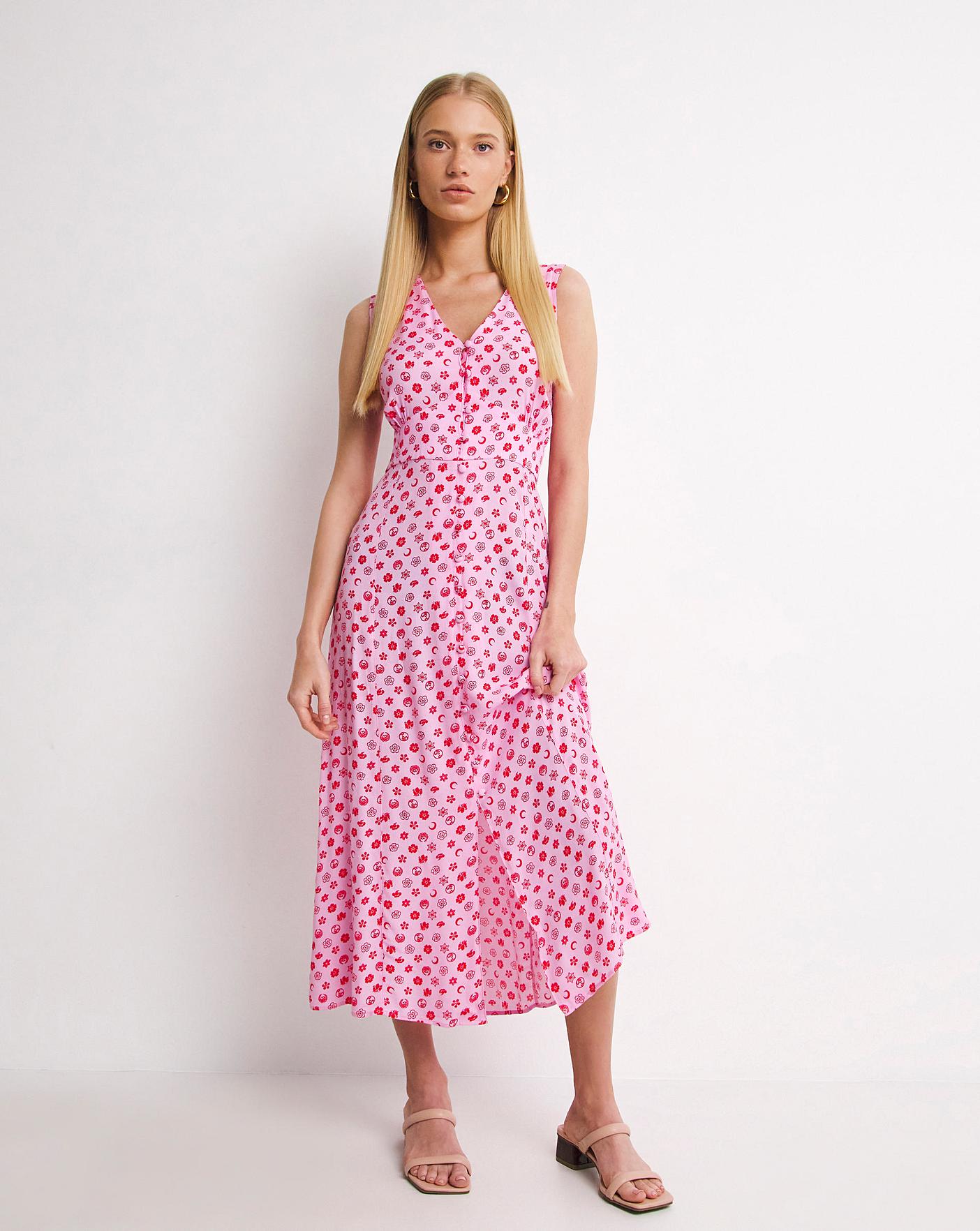 Whistles Moon Horoscope Print Midi Dress Oxendales