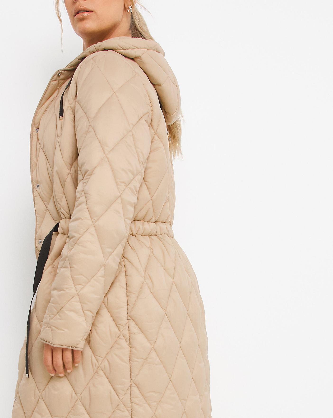 Camel Adjustable Quilted Coat | Fashion World