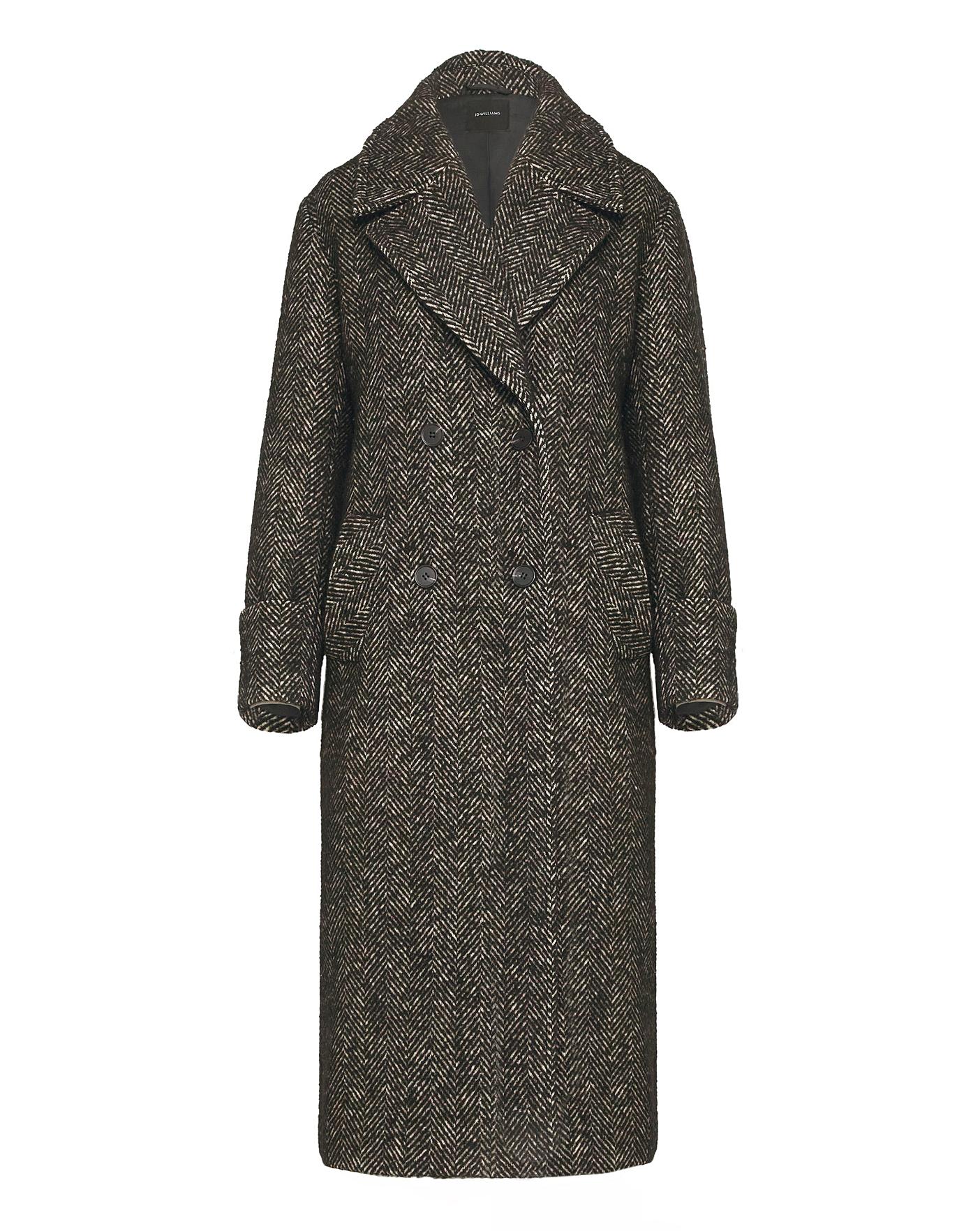 Charcoal Herringbone Relaxed Coat | J D Williams