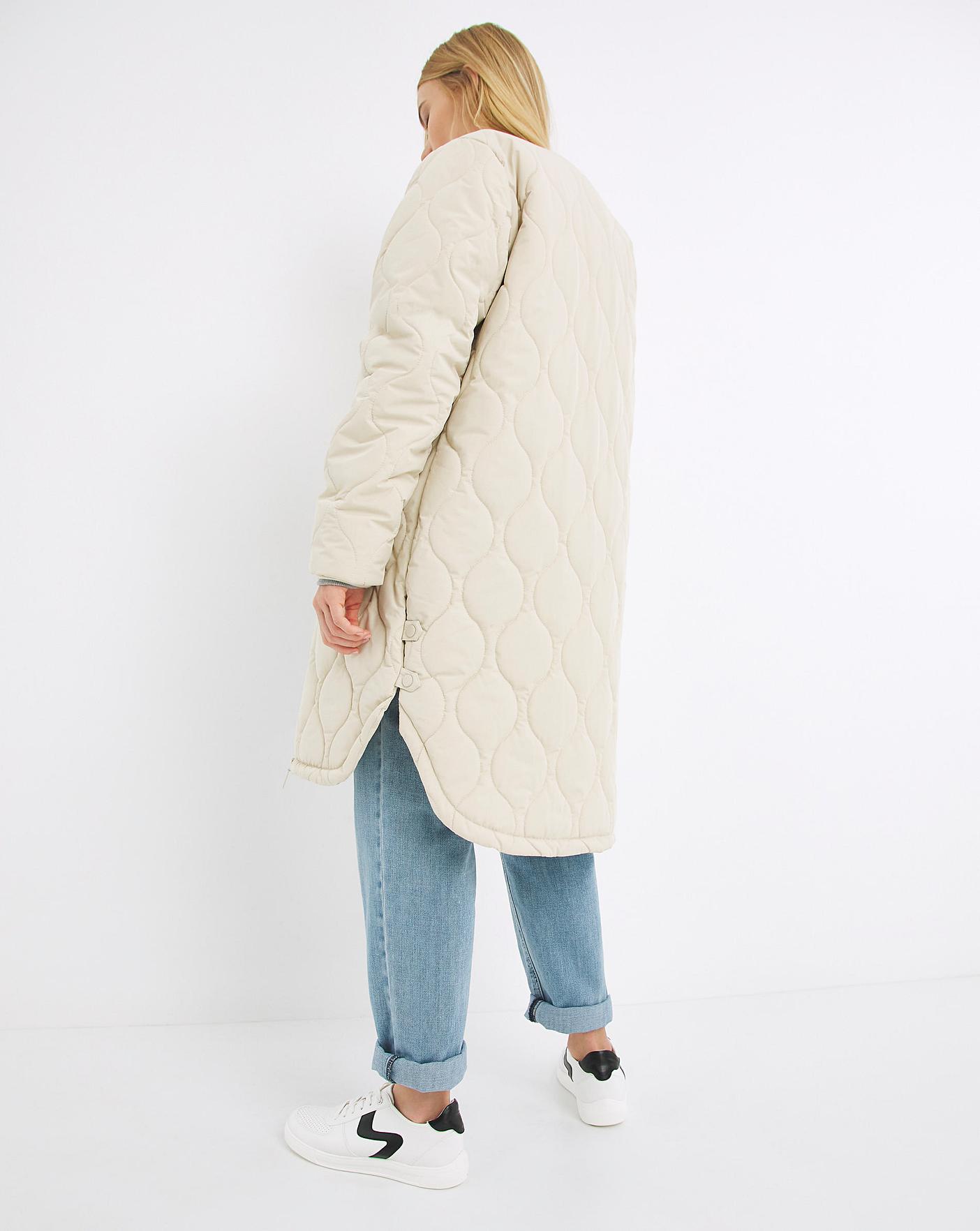 Cream Longline Quilted Bomber Jacket Ambrose Wilson