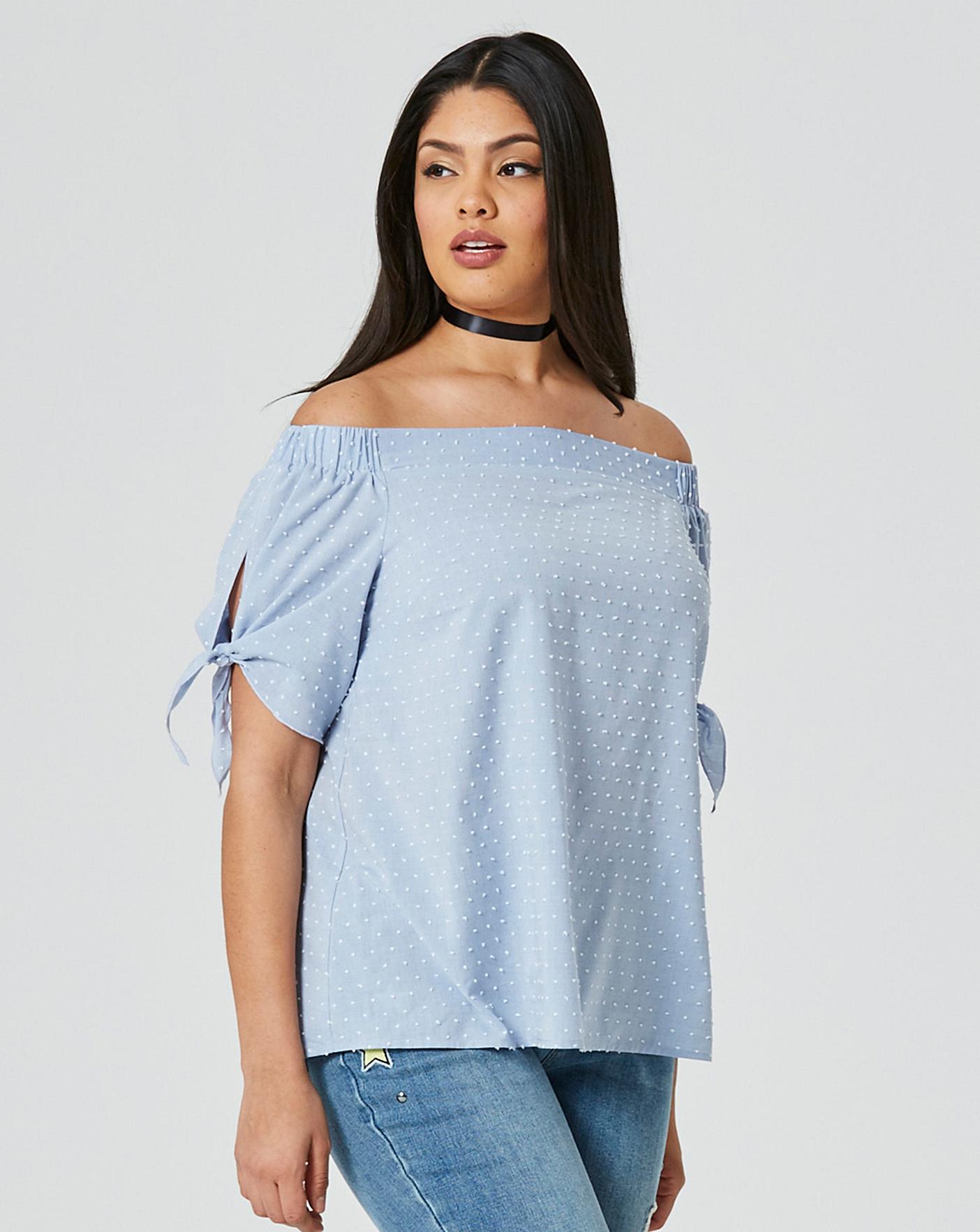 Womens Tie Sleeve Bardot Simply Be