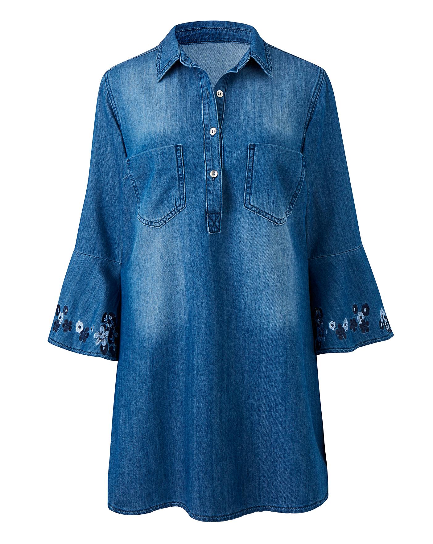 Embroidered Denim Tunic | Crazy Clearance