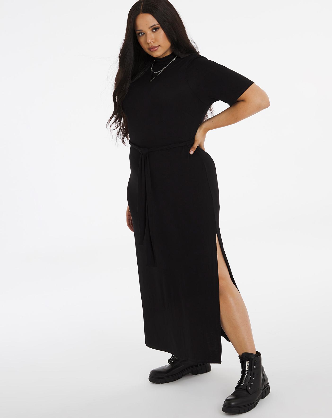 black batwing midi dress