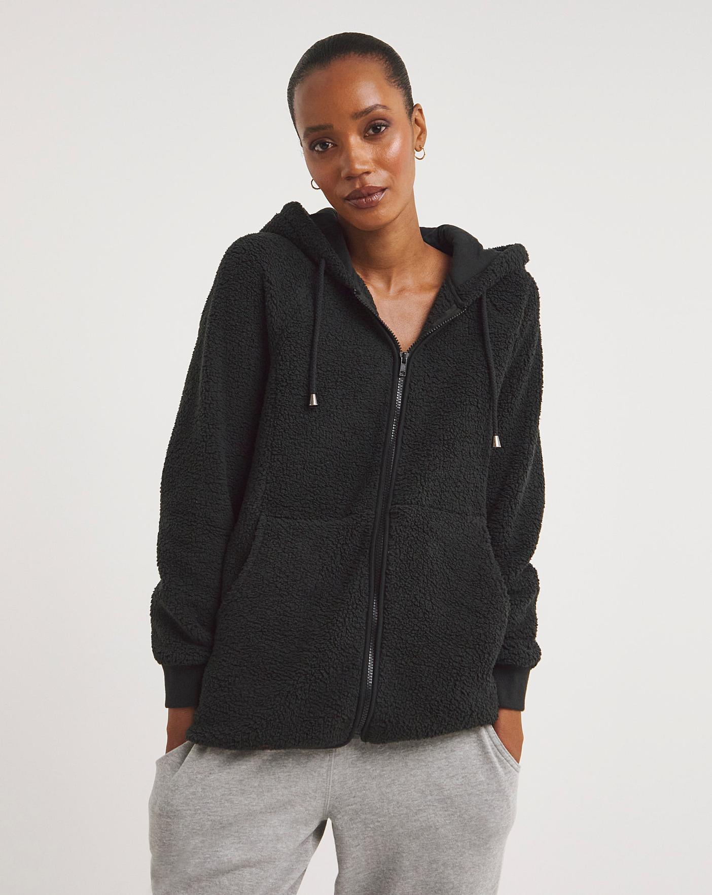 Black Dip Back Fleece Hoodie | J D Williams