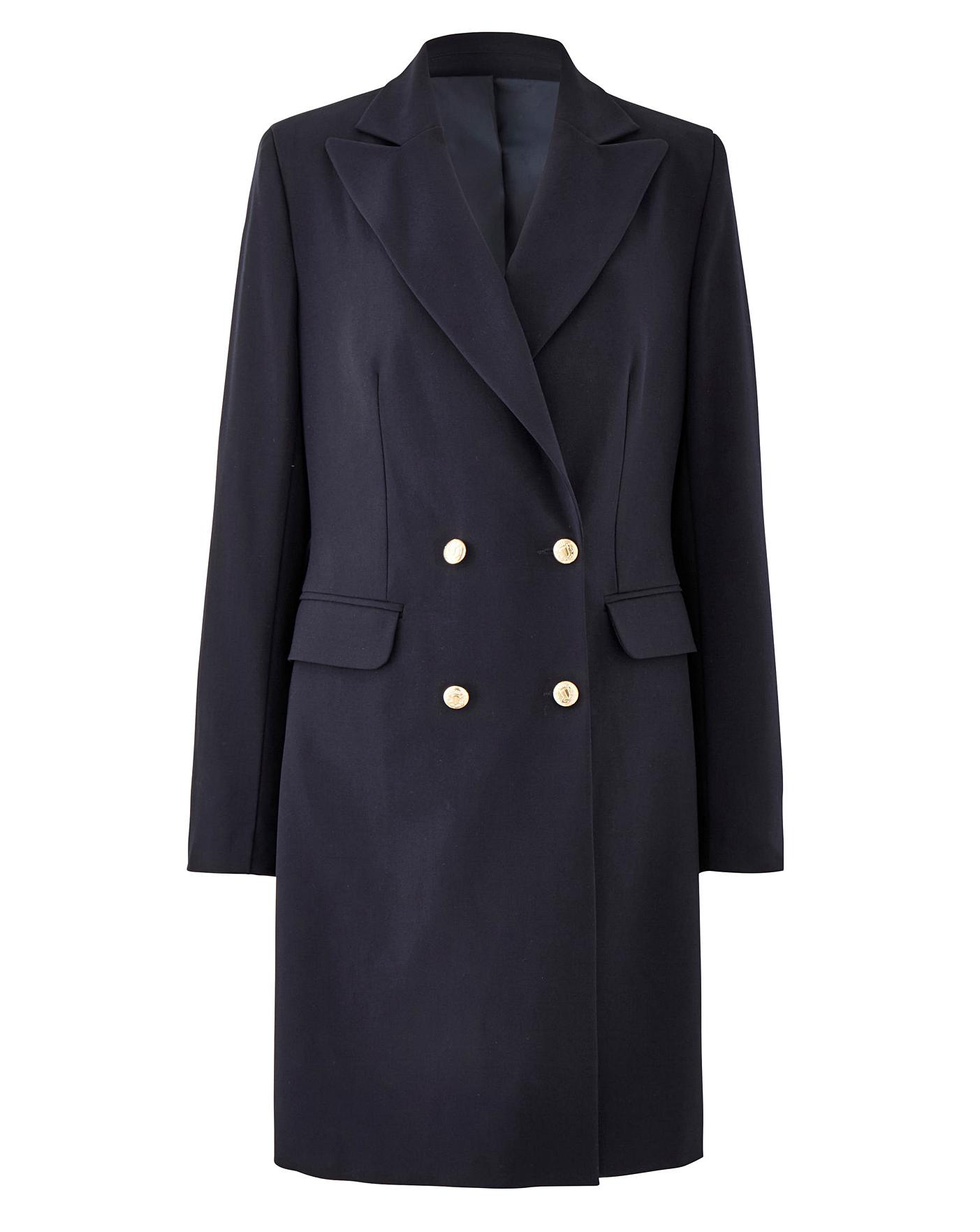 navy suit with black trim