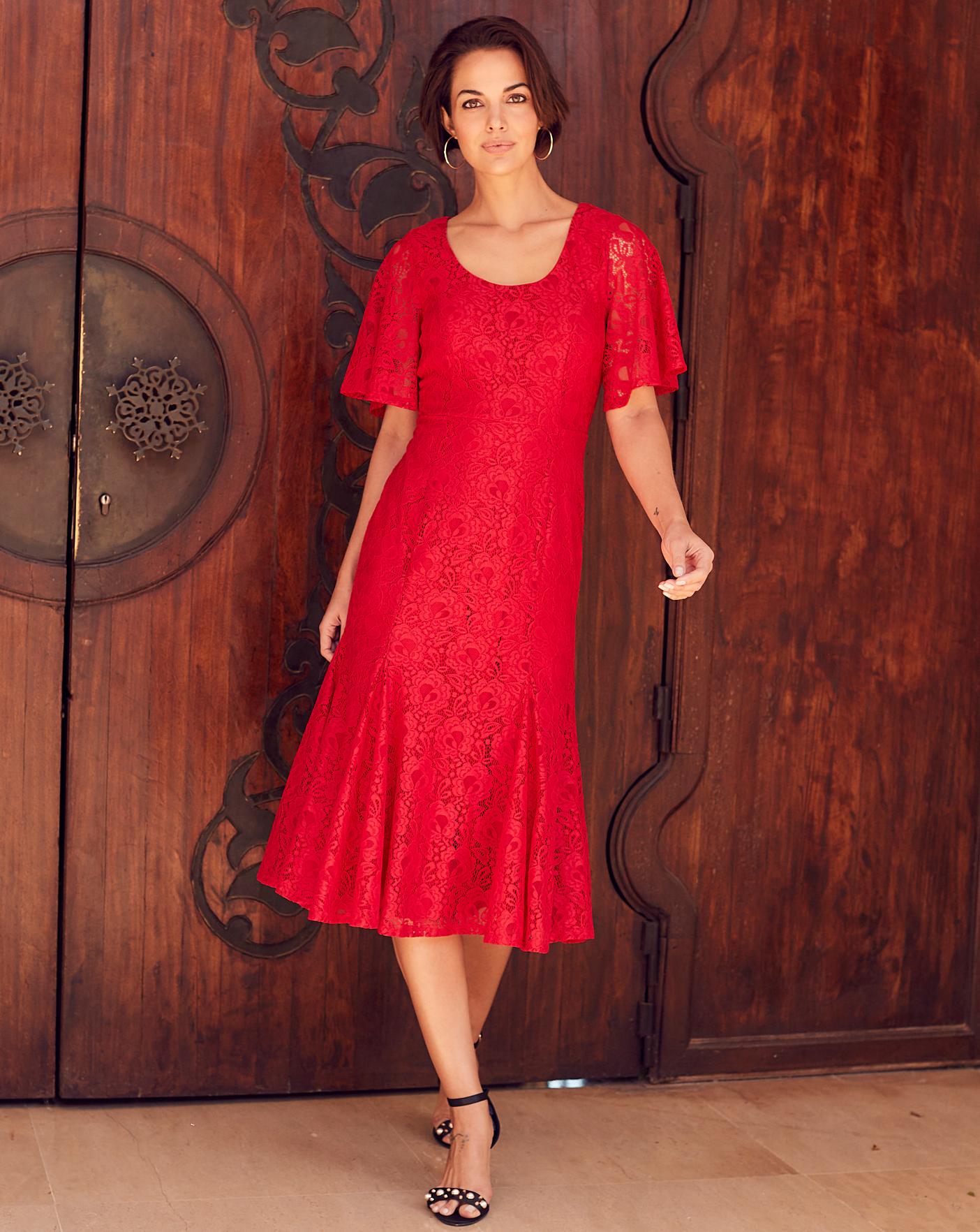 Joanna Hope Red Lace Midi Dress | J D 