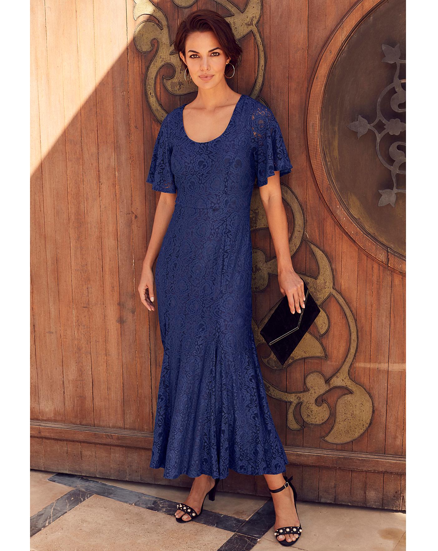 picture perfect navy blue lace maxi dress