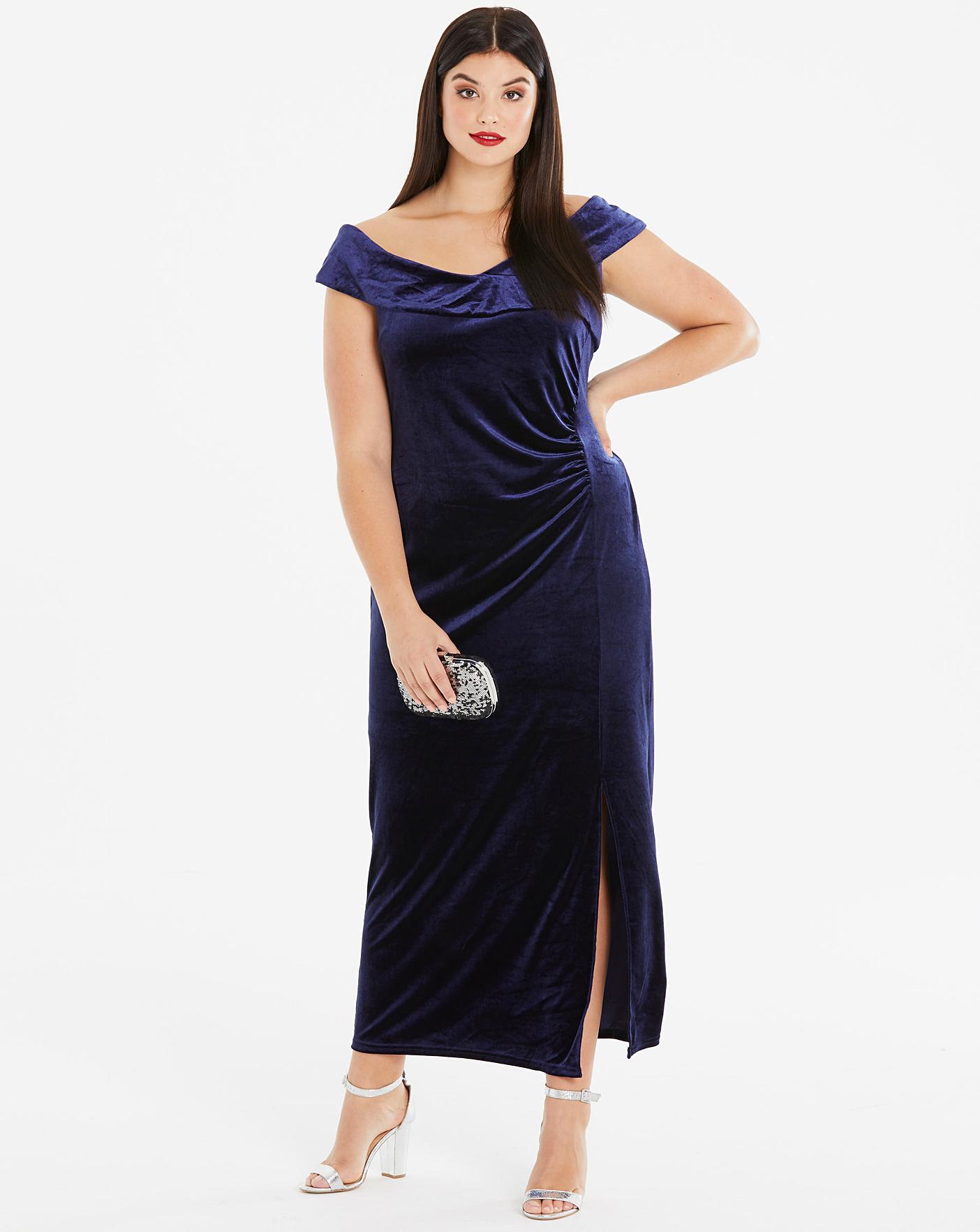 velvet bardot maxi dress