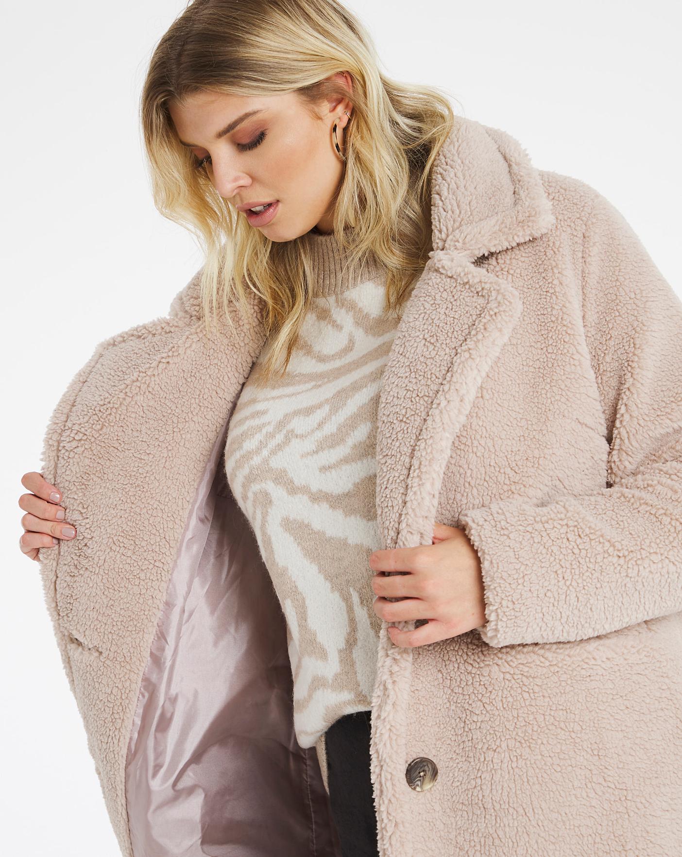 longline teddy fur coat