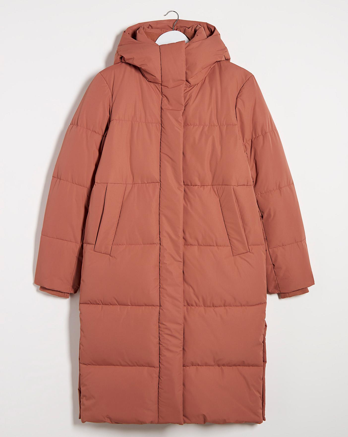 Terracotta Long Padded Duvet Coat | Crazy Clearance