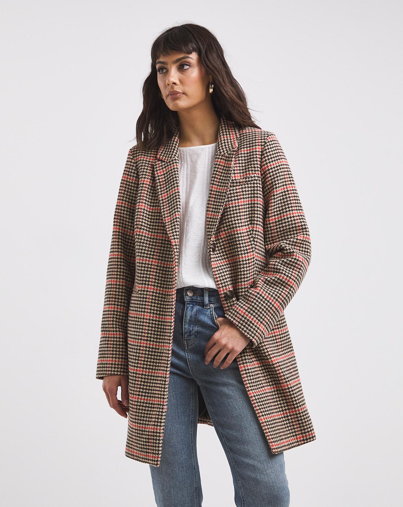 Checked coat store womens