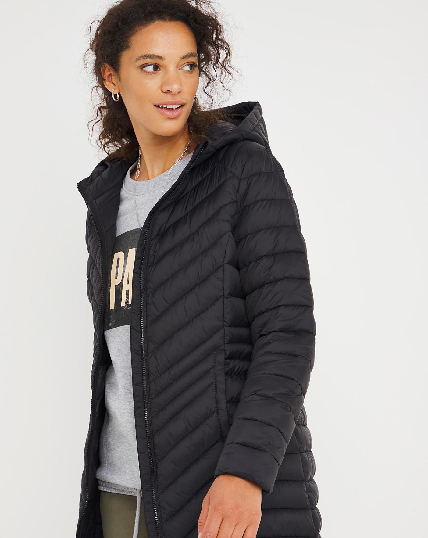 black puffer jacket mid length