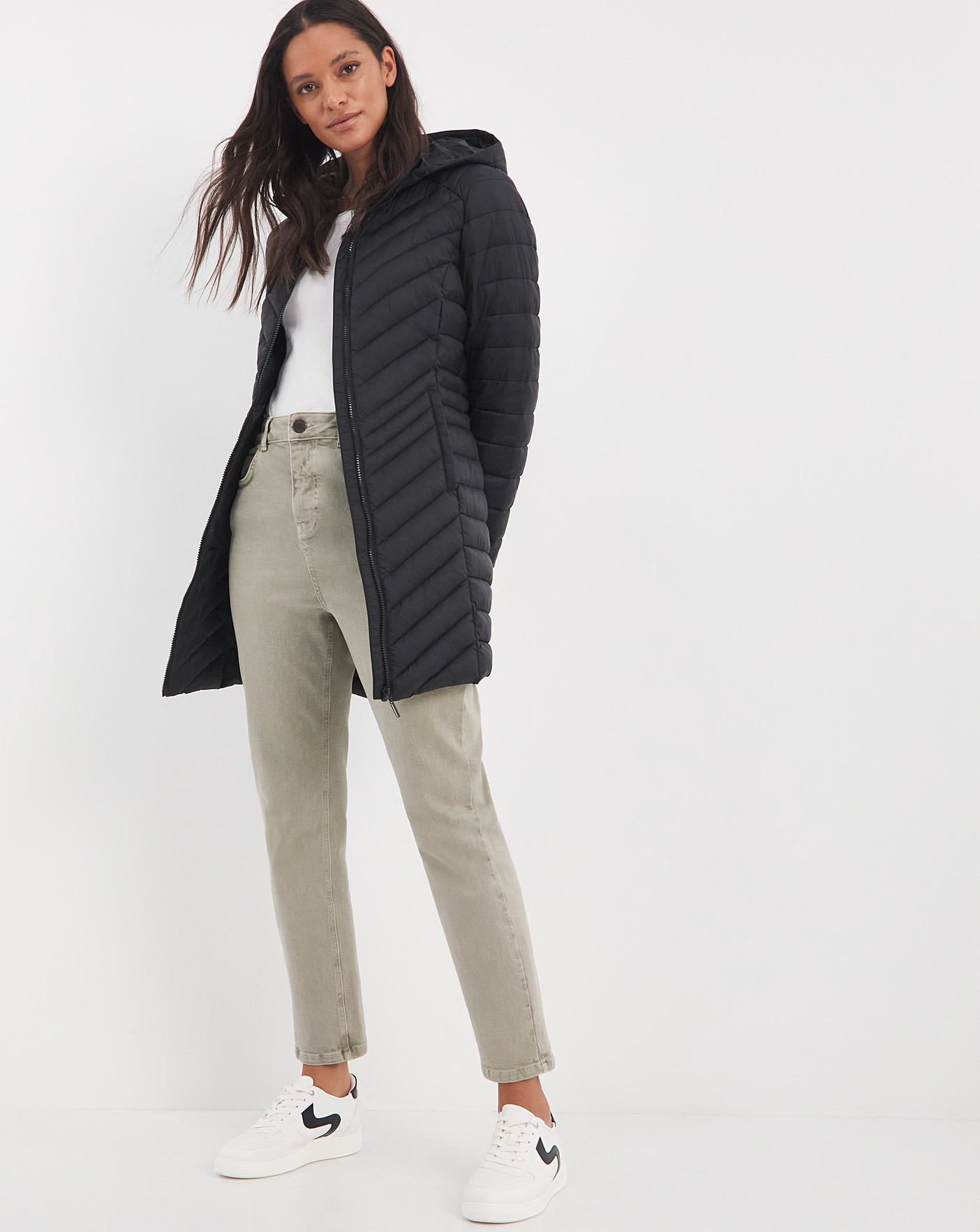 thin puffer coat with hood