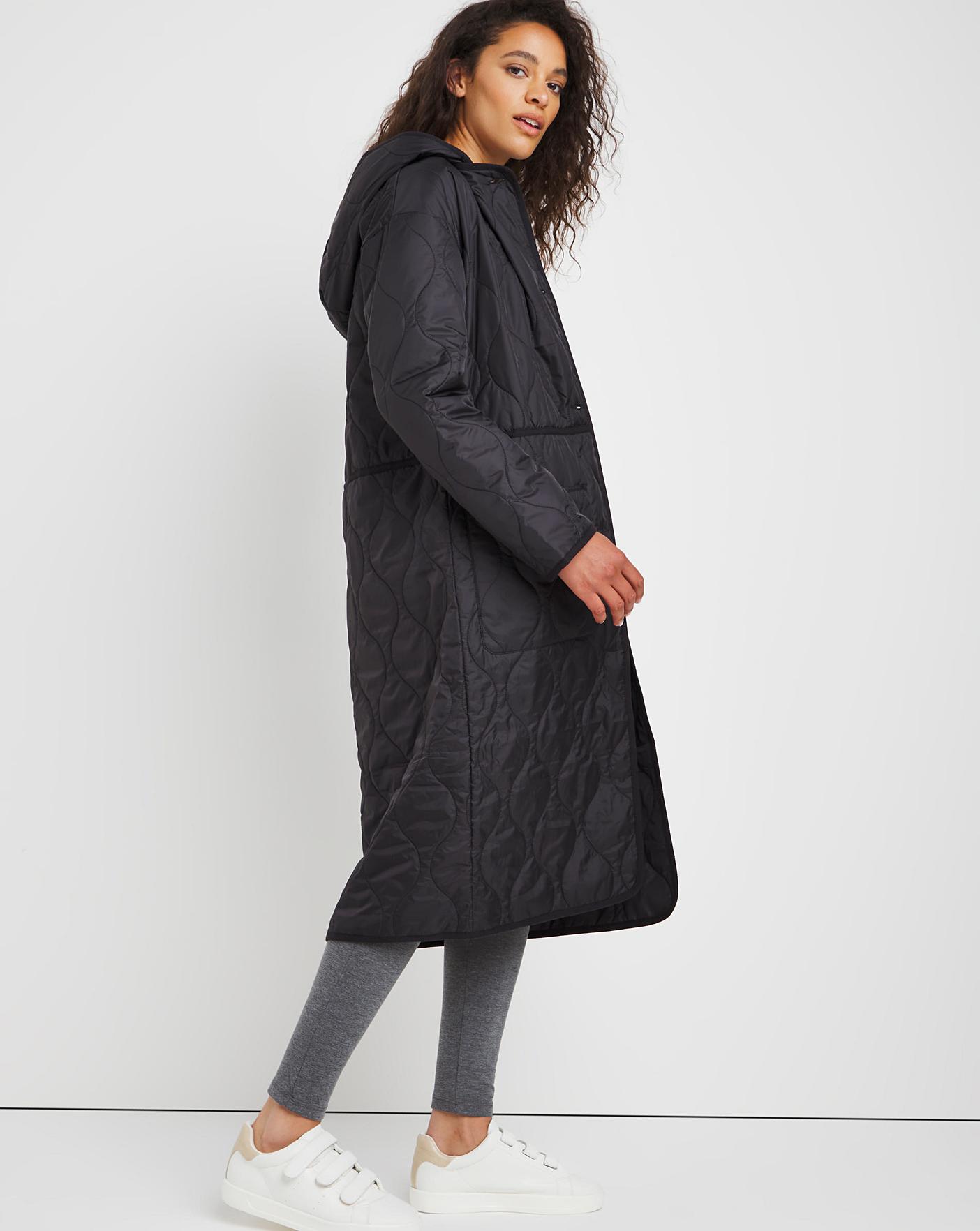 Black Lightweight Quilted Lining Coat | J D Williams