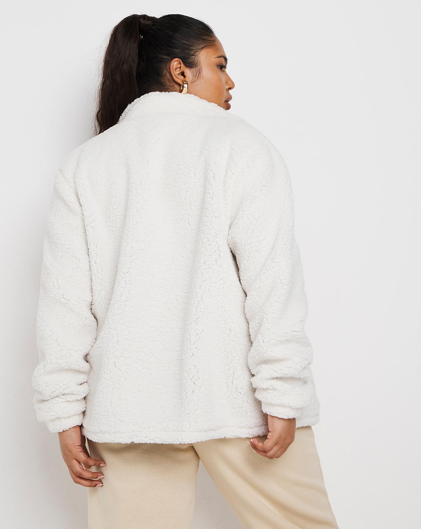 Cream/Black Contrast Lined Teddy Fleece | Simply Be