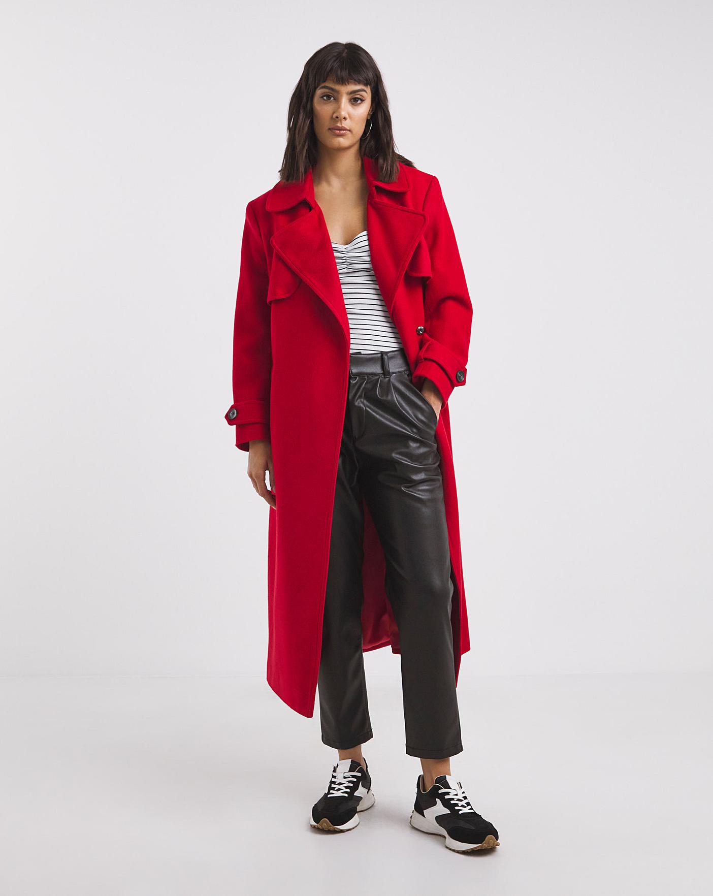 Red Trench Wool Blend Coat | Marisota