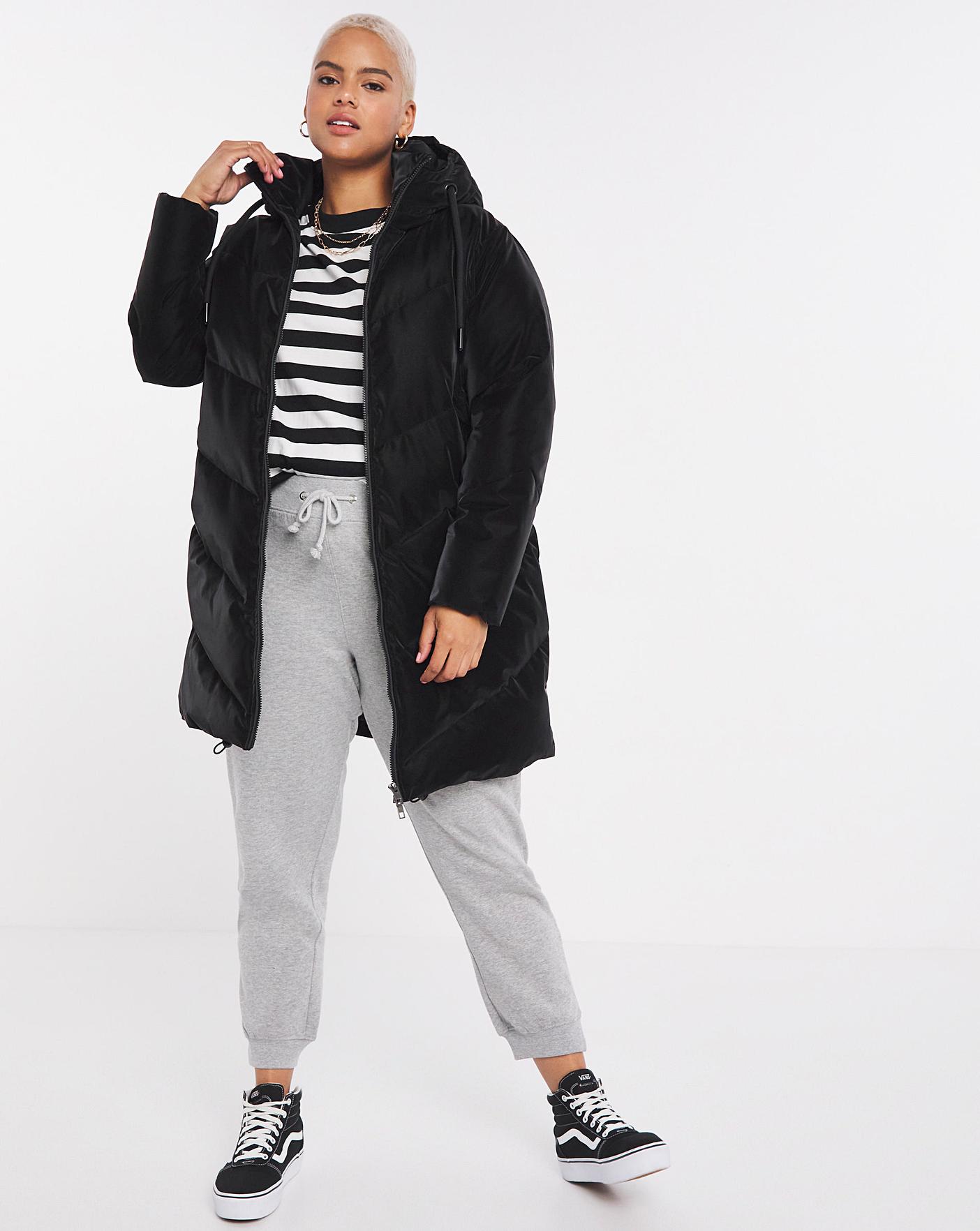 Black Matte Sheen Padded Puffer Coat | Fashion World