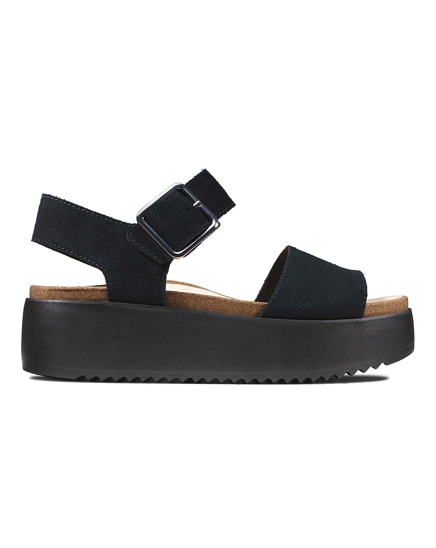 black suede flatform sandals