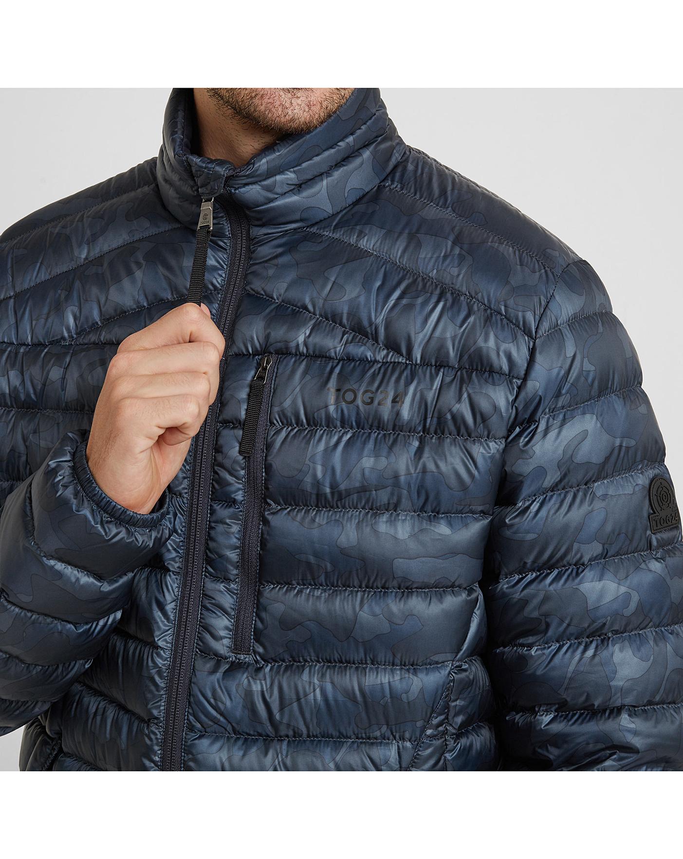 Tog24 Drax Mens Camo Funnel Down Jacket Jacamo