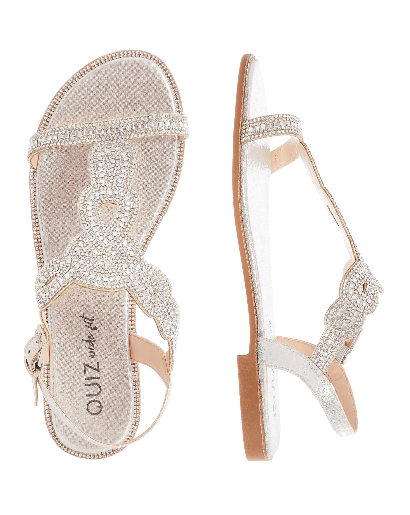 quiz wide fit silver shoes