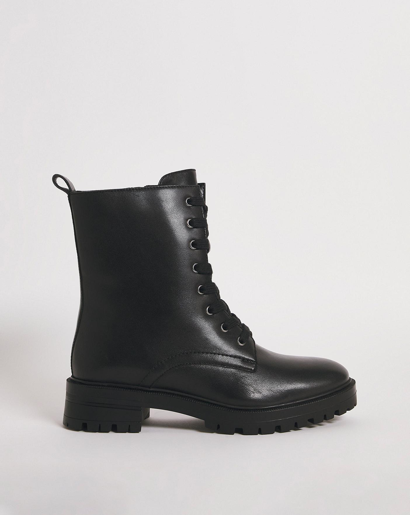 Leather Chunky Lace Up Boot EEE Fit | J D Williams