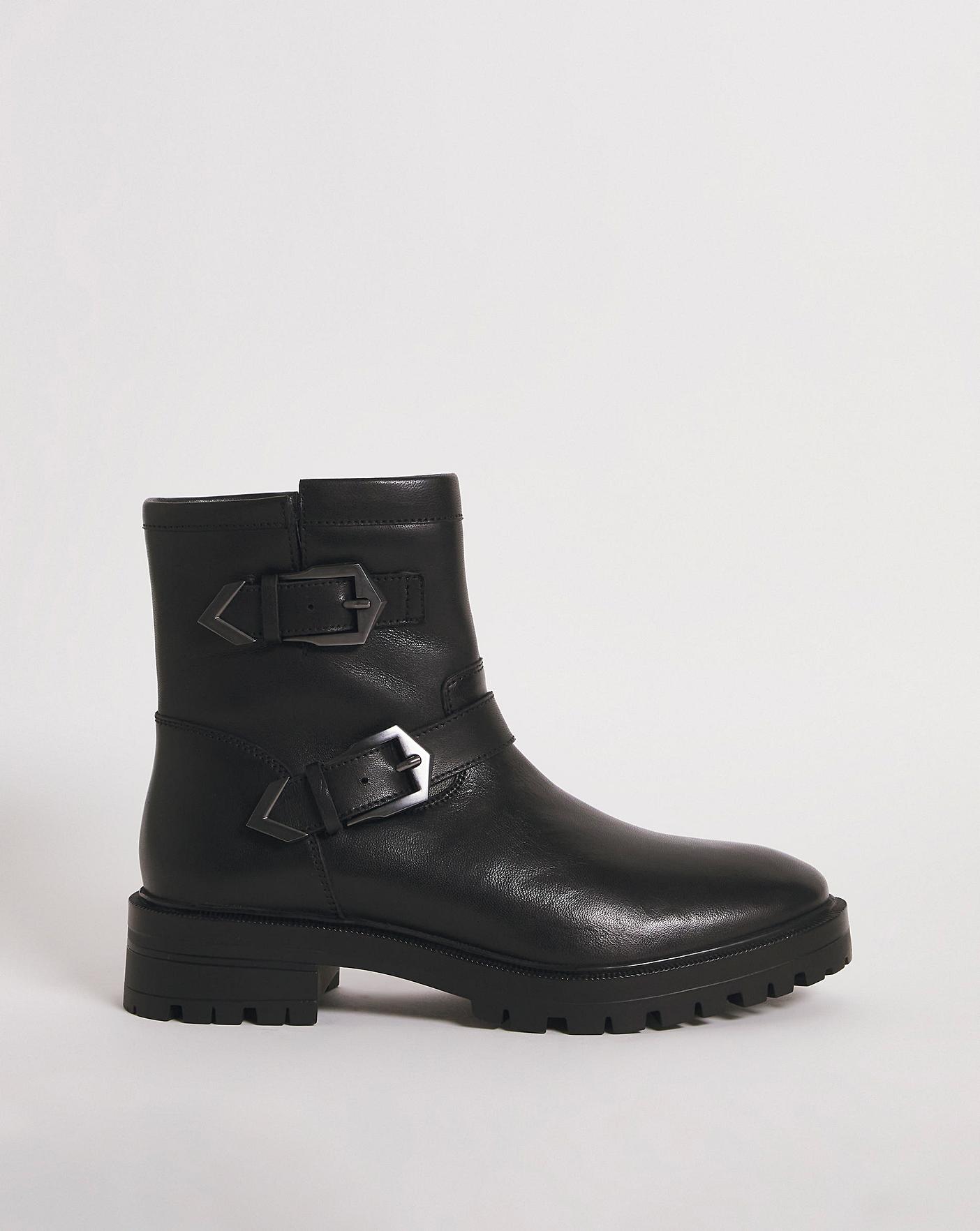 Leather Chunky Buckle Boot E Fit | J D Williams
