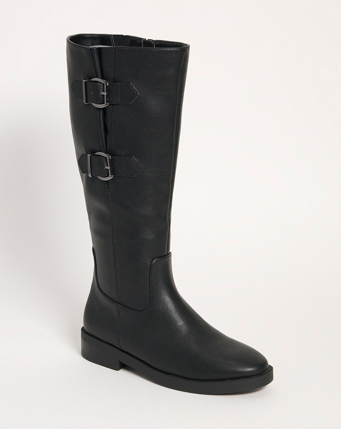 Double Buckle High Boot EEE Super Curvy | J D Williams