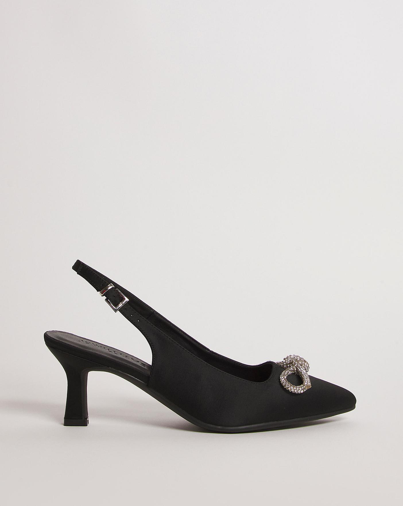 Satin Slingback with Bow Trim E Fit | J D Williams