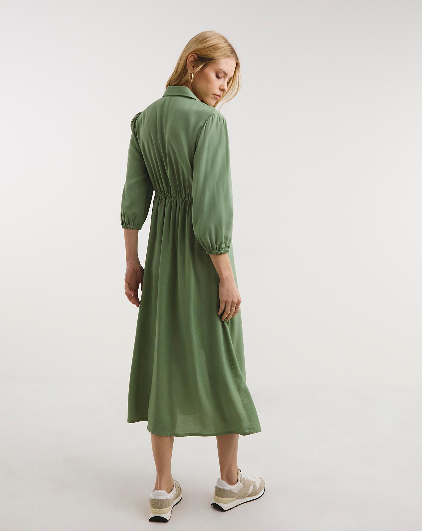 Zip Front Shirt Dress With Open Neck | Fashion World