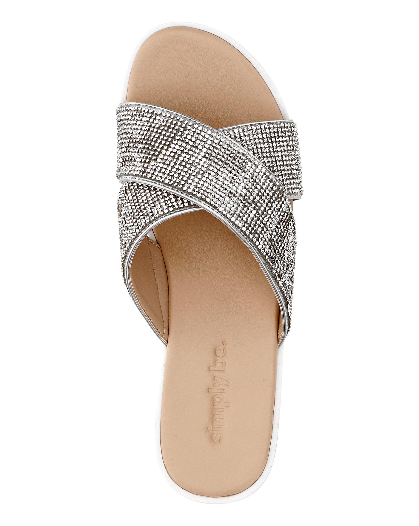 wide fit diamante sliders