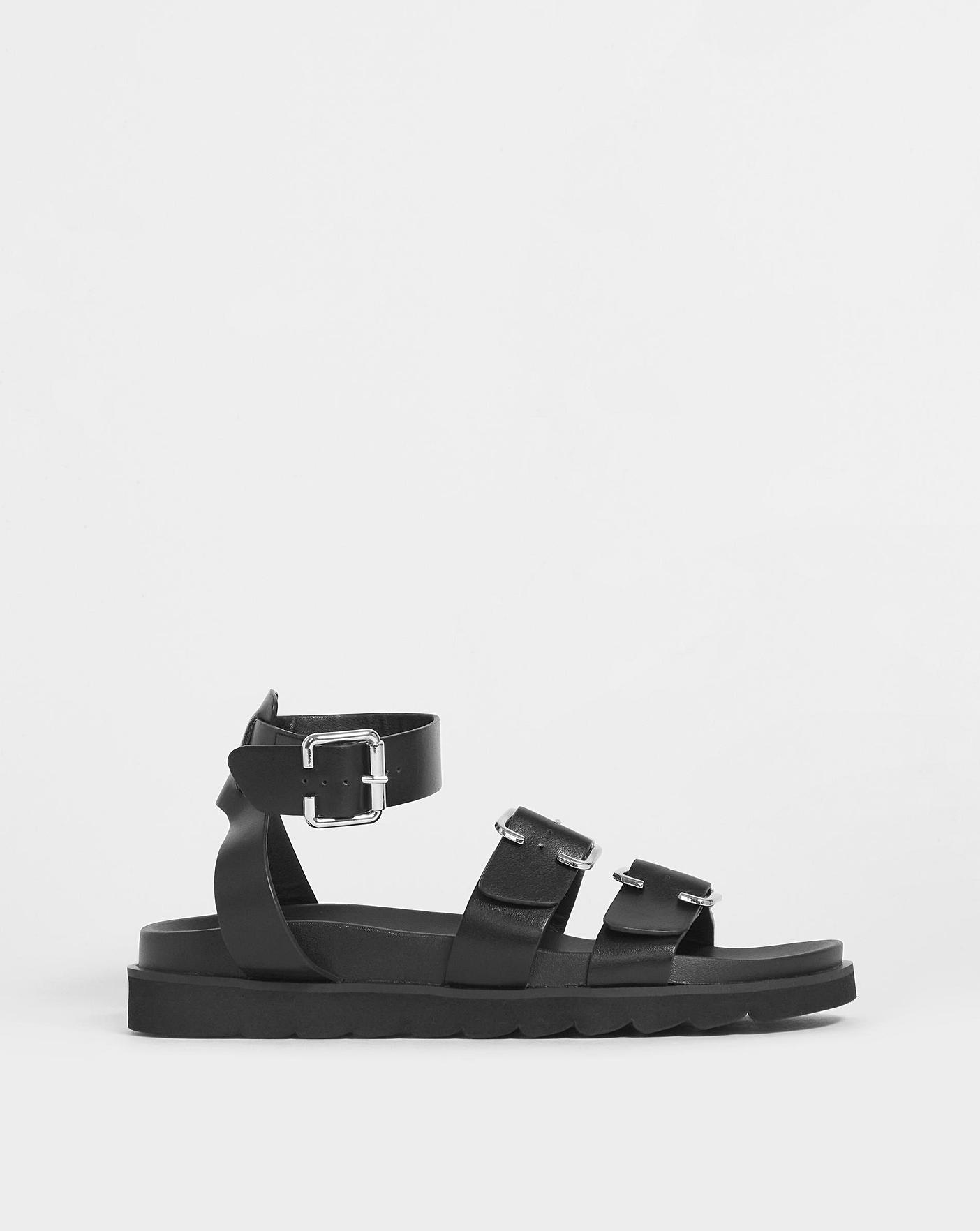 Zara Suede Buckle Sandals With Velcro Ankle Strap