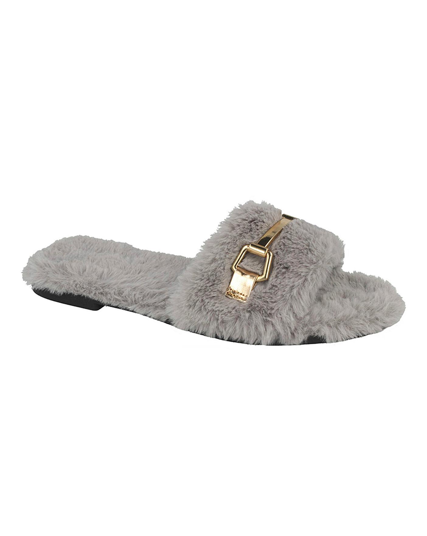 fluffy mule slippers