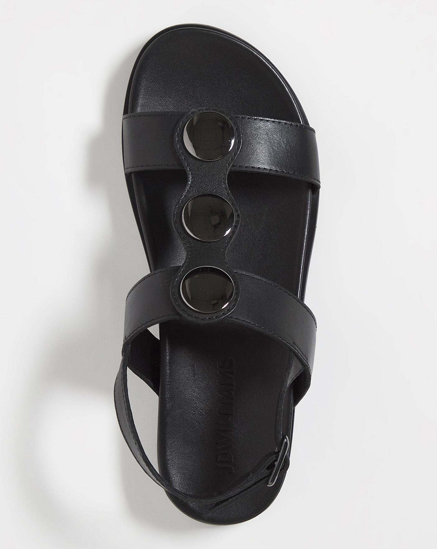 T Bar Sandals with Stud Detail EEE Fit | J D Williams