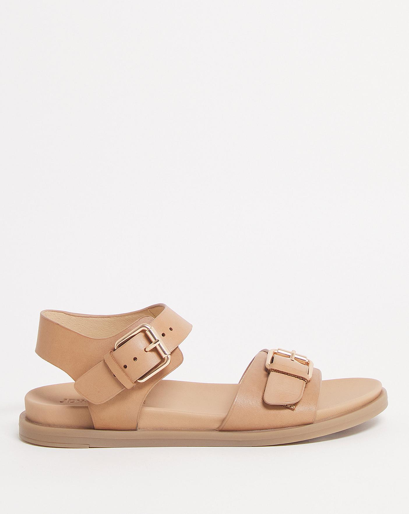 Leather double best sale buckle sandals