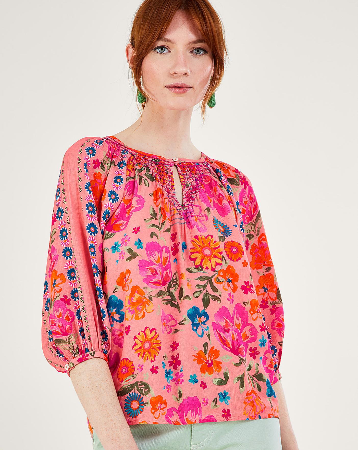 Monsoon Alina Flower Shirred Blouse | Ambrose Wilson